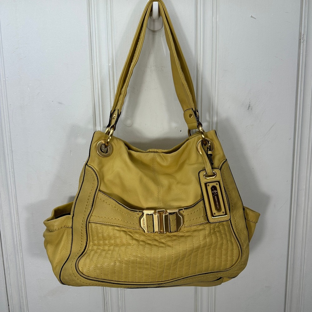 B. Makowsky Hobo Bag Womens Large Yellow Fair Quilted Leather Shoulder Bag